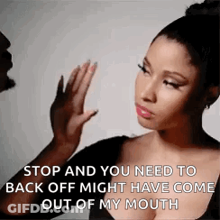 Woman High-Fiving Man Saying Stop You Need To Back Off GIF
