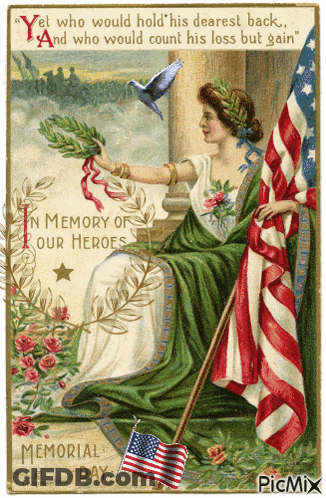 Woman Holding American Flag Memorial Day GIF