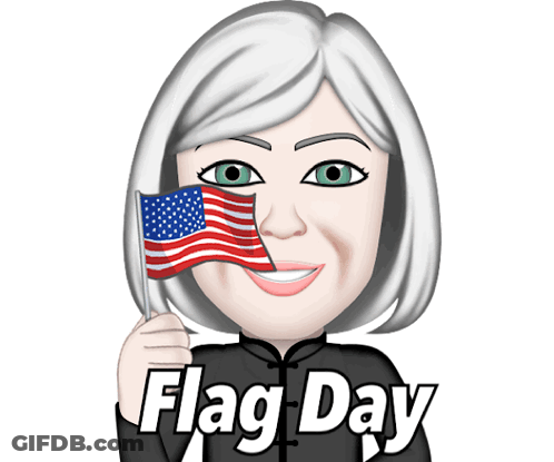 Woman Holding American Flag Saying Flag Day GIF