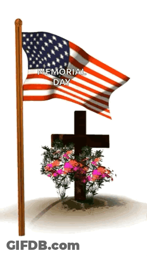 Woman Holding American Flag Saying Happy Memorial Day GIF