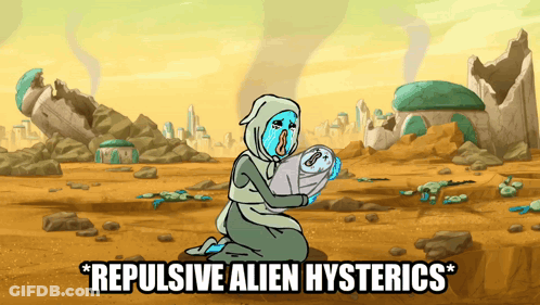 Woman Holding Baby Repulsive Alien Hysterics GIF