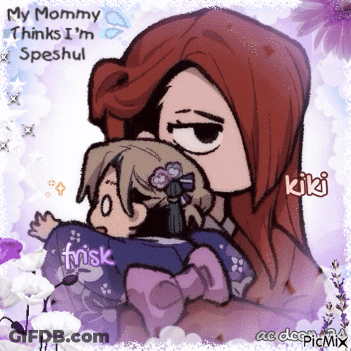 Woman Holding Baby Saying My Mommy Thinks I'm Speshul GIF