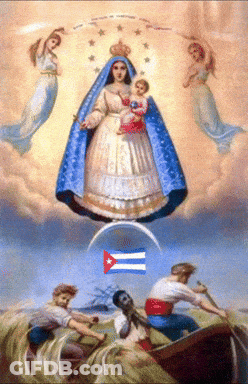 Woman Holding Baby Surrounded By Angels GIF