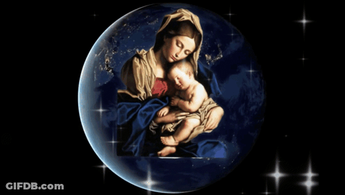 Woman Holding Baby Surrounded By Stars GIF