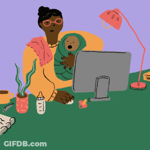 Woman Holding Baby Using Computer GIF