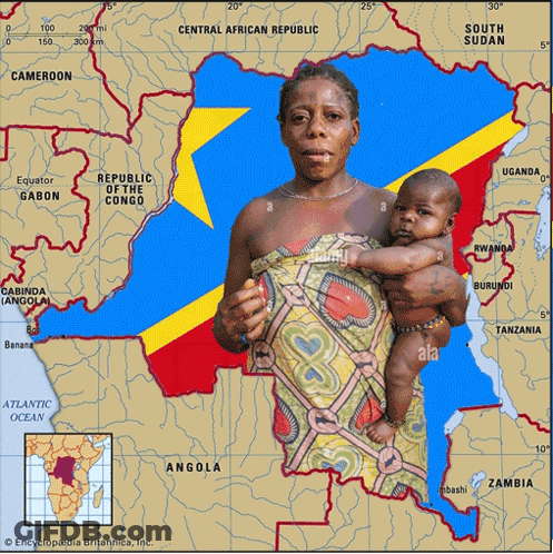 Woman Holding Baby With Angola Map GIF