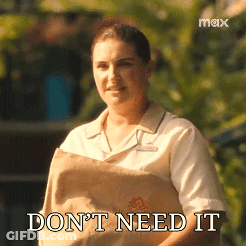 Woman Holding Bag Saying Don't Need It GIF