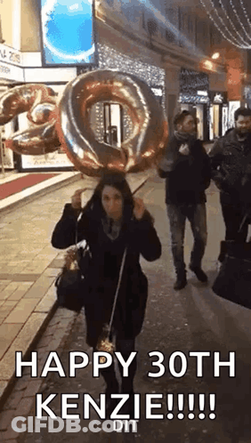 Woman Holding Balloon Happy 30Th Kenzie GIF