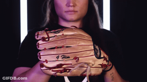 Woman Holding Baseball Glove 4 Him GIF