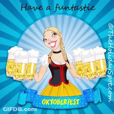 Woman Holding Beer Mugs Have A Fantastic Oktoberfest GIF