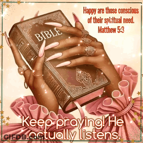 Woman Holding Bible Happy Are Those GIF