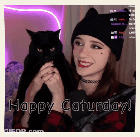 Woman Holding Black Cat Happy Saturday GIF