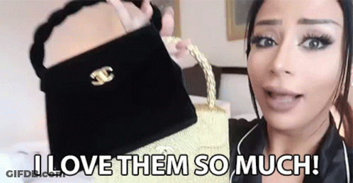 Woman Holding Black Purse Saying I Love Them So Much GIF