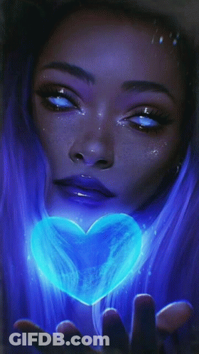 Woman Holding Blue Heart GIF