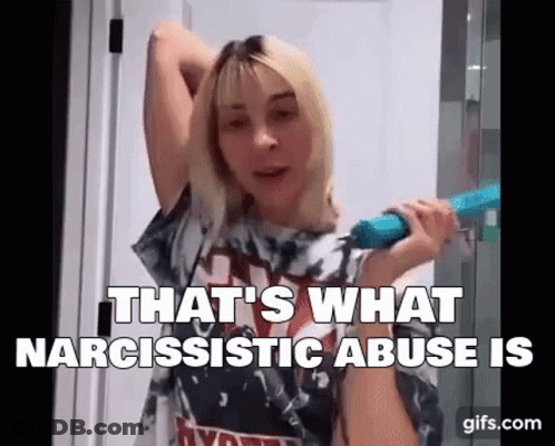 Woman Holding Blue Object Says That's What Narcissistic Abuse Is GIF