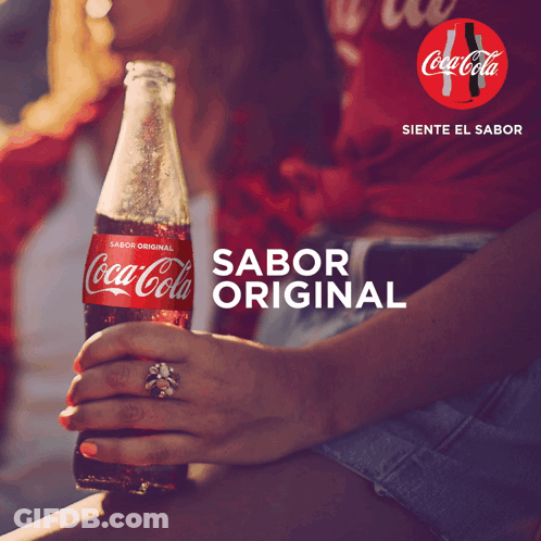 Woman Holding Bottle Of Coca-Cola GIF