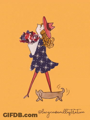 Woman Holding Bouquet Of Flowers Lucy GIF