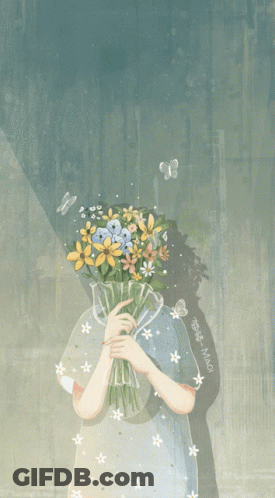 Woman Holding Bouquet Of Flowers Mao GIF