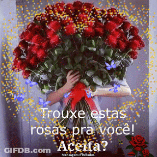 Woman Holding Bouquet Of Red Roses GIF