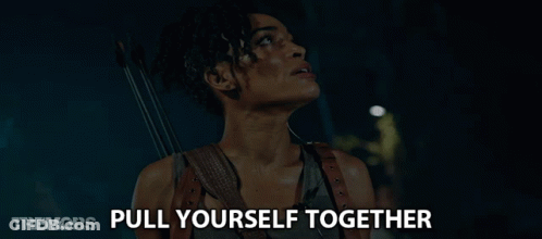 Woman Holding Bow And Arrow Saying Pull Yourself Together GIF
