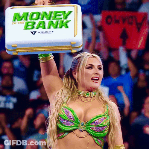 Woman Holding Briefcase Saying Money Bank GIF