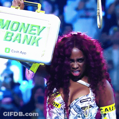 Woman Holding Briefcase Saying Money Bank GIF