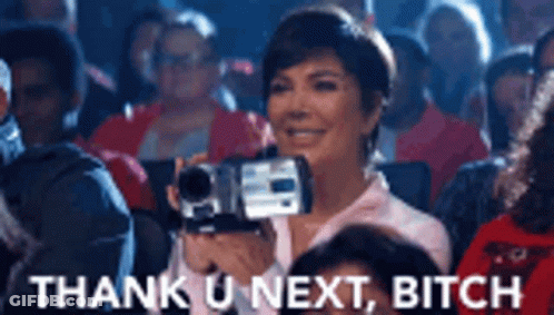 Woman Holding Camera In Front Of Crowd Thank U Next Bitch GIF