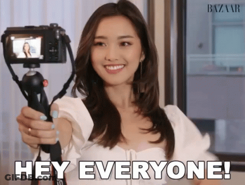 Woman Holding Camera Saying Hey Everyone GIF