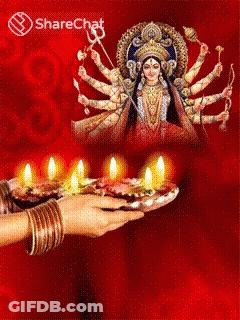 Woman Holding Candles With ShareChat Logo GIF