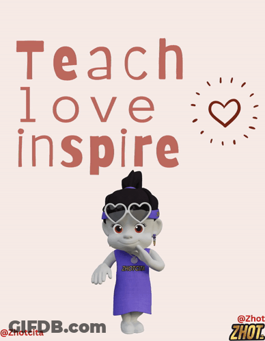 Woman Holding Cane Before Blackboard Saying Who Is T Shwe GIF