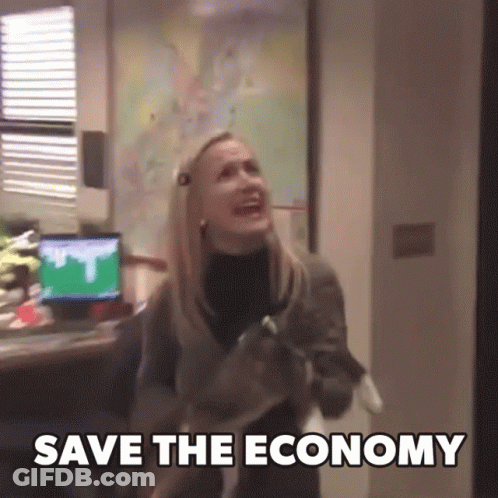 Woman Holding Cat Save The Economy GIF