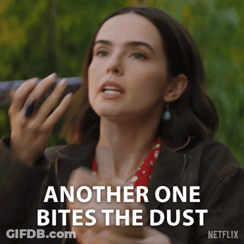 Woman Holding Cell Phone Says Another One Bites The Dust Netflix GIF