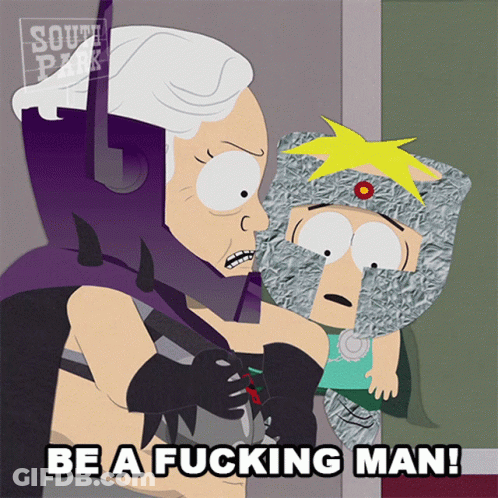 Woman Holding Child Saying Be A Fucking Man GIF