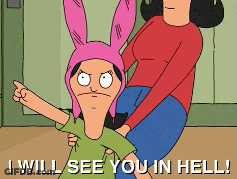 Woman Holding Child Saying I Will See You In Hell GIF
