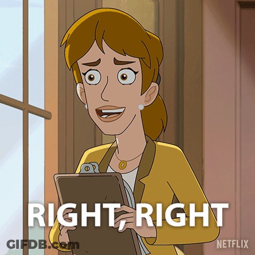 Woman Holding Clipboard Saying Right Right GIF