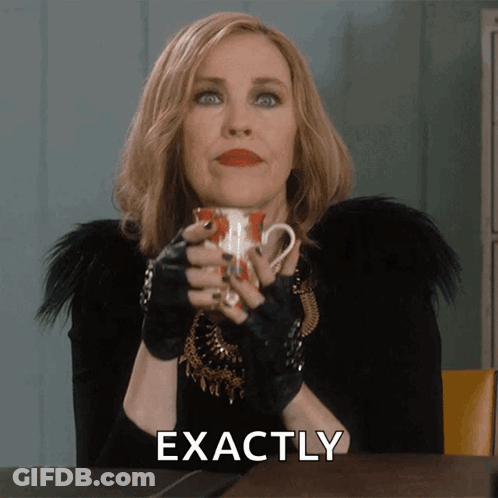 Woman Holding Coffee Cup Says Exactly GIF