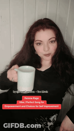 Woman Holding Coffee Femme Rage Vibe GIF