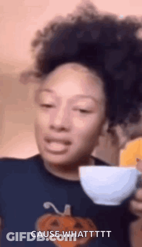 Woman Holding Coffee Making Face GIF