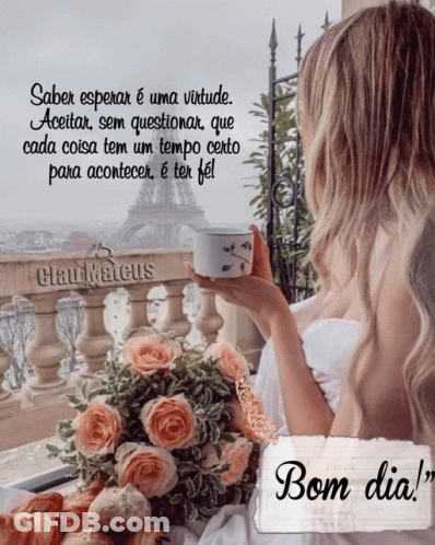Woman Holding Coffee Next To Pink Roses GIF