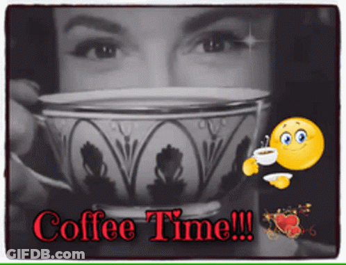 Woman Holding Coffee Saying Coffee Time GIF