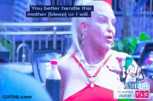 Woman Holding Coke Says You Better Handle This Mother [Bleep] Or I Will GIF
