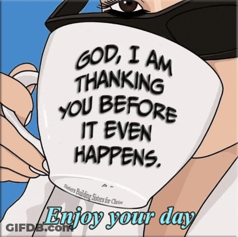 Woman Holding Cup Saying Thank You GIF