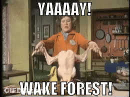 Woman Holding Dead Chicken Saying Yaaaay Wake Forest GIF