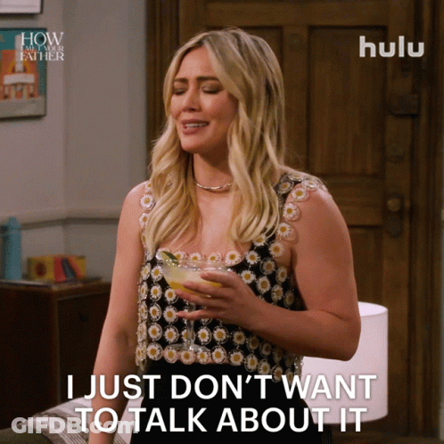 Woman Holding Drink Says I Just Don't Want To Talk About It GIF