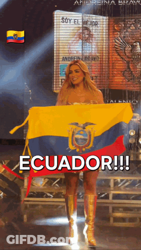 Woman Holding Ecuador Flag GIF