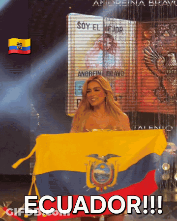 Woman Holding Ecuador Flag With Word Ecuador GIF