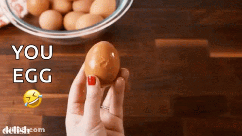 Woman Holding Egg Saying You Egg GIF