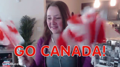 Woman Holding Flag Saying Go Canada GIF