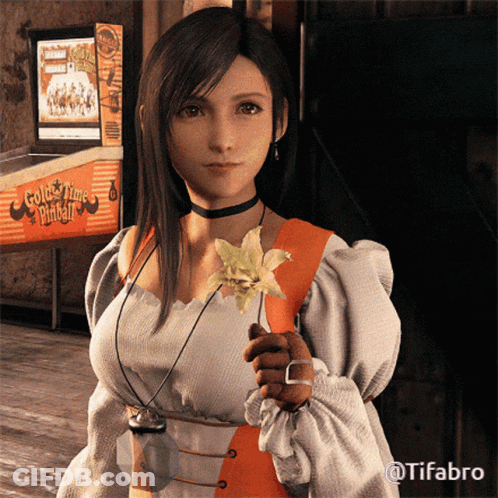Woman Holding Flower At Coin Time Pinball GIF