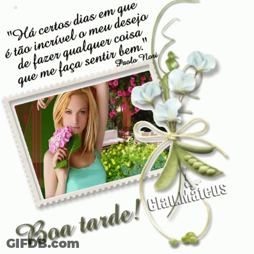 Woman Holding Flowers Boa Tarde GIF